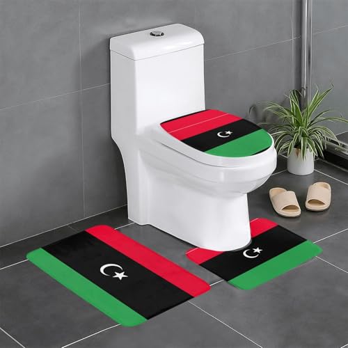 HDSKFNS Badezimmerteppich-Set, Libysche Flagge, 3-teilig, Badematte, Badezimmer, Flanellmatten, für U-förmige WC-Wanne, Dusche HDSKFNS Badezimmerteppich-Set, Libysche Flagge, 3-teilig, Badematte, Badezimmer, Flanellmatten, für U-förmige WC-Wanne, Dusche von HDSKFNS