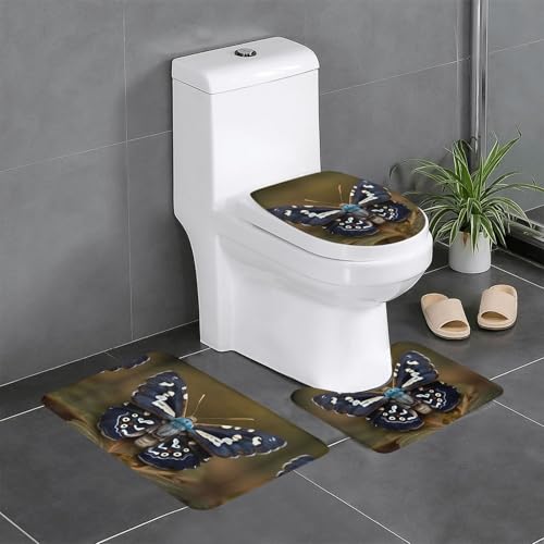 HDSKFNS Badezimmerteppich-Set, Motiv: Mottenflügel, 3-teilig, Badematte, Flanell-Matten, für U-förmige WC, Badewanne, Dusche HDSKFNS Badezimmerteppich-Set, Motiv: Mottenflügel, 3-teilig, Badematte, Flanell-Matten, für U-förmige WC, Badewanne, Dusche von HDSKFNS