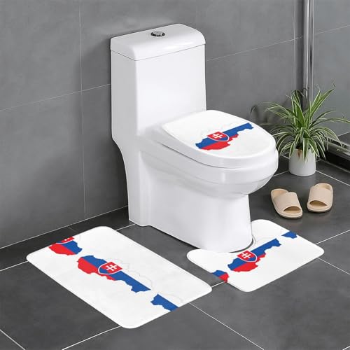HDSKFNS Badezimmerteppich-Set, Motiv: Slowakei-Flagge, 3-teilig, Badvorleger, Badezimmer, Flanellmatten, für U-förmige WC-Wanne, Dusche HDSKFNS Badezimmerteppich-Set, Motiv: Slowakei-Flagge, 3-teilig, Badvorleger, Badezimmer, Flanellmatten, für U-förmige WC-Wanne, Dusche von HDSKFNS