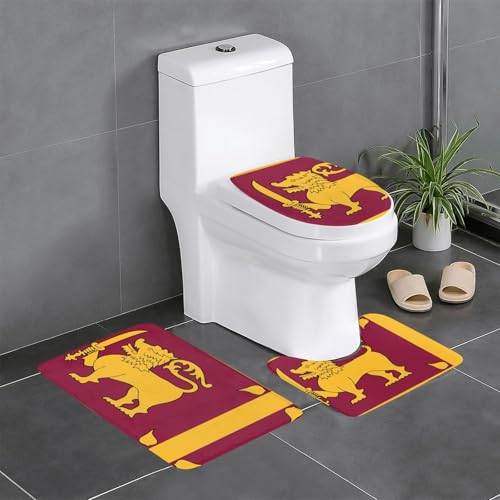 HDSKFNS Badezimmerteppich-Set, Motiv: Sri Lanka-Flagge, 3-teiliges Badteppich-Set, Flanell-Matten, für U-förmige WC-Wanne, Dusche HDSKFNS Badezimmerteppich-Set, Motiv: Sri Lanka-Flagge, 3-teiliges Badteppich-Set, Flanell-Matten, für U-förmige WC-Wanne, Dusche von HDSKFNS