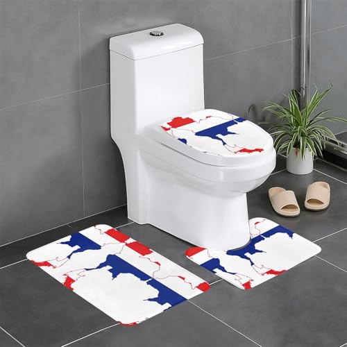 HDSKFNS Badezimmerteppich-Set, Motiv: Thailand-Flagge, 3-teilig, Badematte, Flanell-Matten, für U-förmige WC, Dusche HDSKFNS Badezimmerteppich-Set, Motiv: Thailand-Flagge, 3-teilig, Badematte, Flanell-Matten, für U-förmige WC, Dusche von HDSKFNS