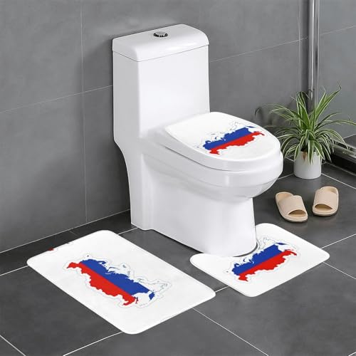 HDSKFNS Badezimmerteppich-Set, Motiv: russische Flagge, 3-teilig, Badematte, Flanell-Matten, für U-förmige WC-Wanne, Dusche HDSKFNS Badezimmerteppich-Set, Motiv: russische Flagge, 3-teilig, Badematte, Flanell-Matten, für U-förmige WC-Wanne, Dusche von HDSKFNS