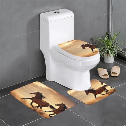 HDSKFNS Badezimmerteppich-Set, Pferdestreifen-Muster, 3-teilig, Badematte, Flanell-Matten, für U-förmige WC-Wanne, Dusche HDSKFNS Badezimmerteppich-Set, Pferdestreifen-Muster, 3-teilig, Badematte, Flanell-Matten, für U-förmige WC-Wanne, Dusche von HDSKFNS