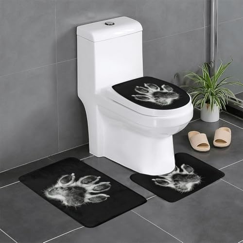 HDSKFNS Badezimmerteppich-Set, Pfotenabdruck, 3-teilig, Badematte, Badezimmer, Flanellmatten, für U-förmige WC, Badewanne, Dusche HDSKFNS Badezimmerteppich-Set, Pfotenabdruck, 3-teilig, Badematte, Badezimmer, Flanellmatten, für U-förmige WC, Badewanne, Dusche von HDSKFNS