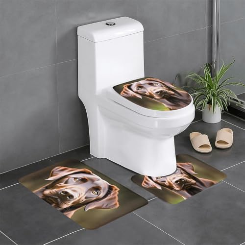 HDSKFNS Badezimmerteppich-Set, brauner Labrador-Retriever-Druck, 3-teilig, Badematte, Badezimmer, Flanellmatten, für U-förmige WC-Wanne, Dusche HDSKFNS Badezimmerteppich-Set, brauner Labrador-Retriever-Druck, 3-teilig, Badematte, Badezimmer, Flanellmatten, für U-förmige WC-Wanne, Dusche von HDSKFNS