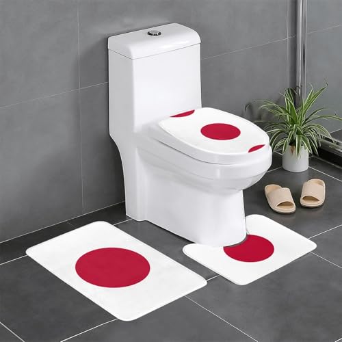 HDSKFNS Badezimmerteppich-Set, japanische Flagge, 3-teilig, Badematte, Flanell-Matten, für U-förmige WC-Wanne, Dusche HDSKFNS Badezimmerteppich-Set, japanische Flagge, 3-teilig, Badematte, Flanell-Matten, für U-förmige WC-Wanne, Dusche von HDSKFNS