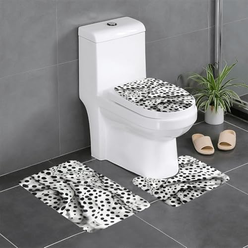 HDSKFNS Badezimmerteppich-Set, schwarz, gepunktet, 3-teilig, Badvorleger, Badezimmer, Flanellmatten, für U-förmige WC, Badewanne, Dusche HDSKFNS Badezimmerteppich-Set, schwarz, gepunktet, 3-teilig, Badvorleger, Badezimmer, Flanellmatten, für U-förmige WC, Badewanne, Dusche von HDSKFNS