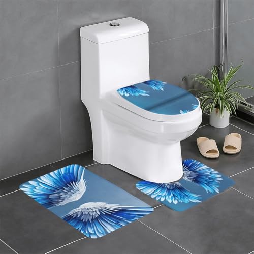 HDSKFNS Badezimmerteppich-Set mit Engelsflügel-Aufdruck, 3-teilig, Badematte, Flanell-Matten, für U-förmige WC-Wanne, Dusche HDSKFNS Badezimmerteppich-Set mit Engelsflügel-Aufdruck, 3-teilig, Badematte, Flanell-Matten, für U-förmige WC-Wanne, Dusche von HDSKFNS