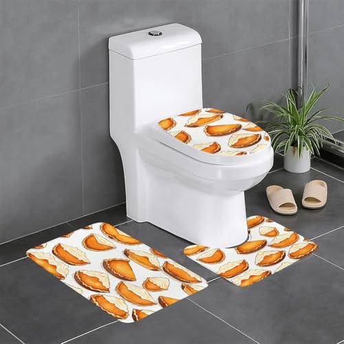HDSKFNS Badezimmerteppich-Set mit Lebensmitteldruck, 3-teiliges Badteppich-Set, Flanell-Matten, für U-förmige WC, Badewanne, Dusche von HDSKFNS
