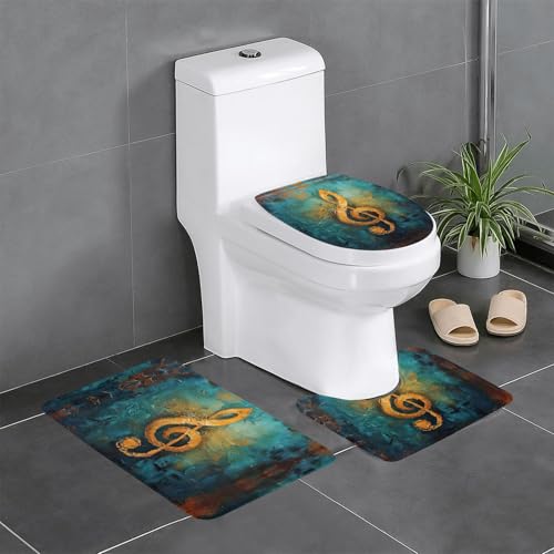 HDSKFNS Badezimmerteppich-Set mit Musik-Symbol-Druck, 3-teiliges Badteppich-Set, Flanell-Matten, für U-förmige WC-Wanne, Dusche HDSKFNS Badezimmerteppich-Set mit Musik-Symbol-Druck, 3-teiliges Badteppich-Set, Flanell-Matten, für U-förmige WC-Wanne, Dusche von HDSKFNS