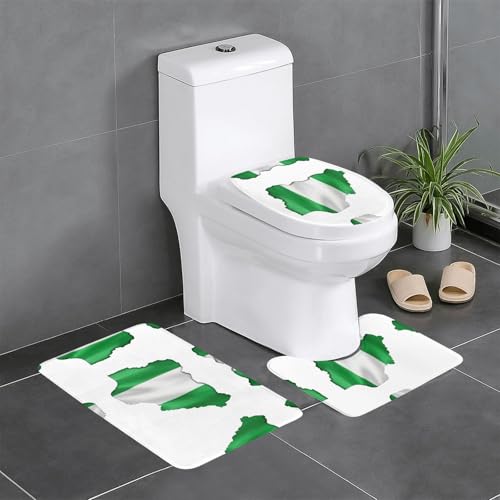 HDSKFNS Badezimmerteppich-Set mit Nigeria-Flagge, 3-teiliges Badezimmerteppich-Set, Badematte, Flanell-Matten, für U-förmige WC-Wanne, Dusche HDSKFNS Badezimmerteppich-Set mit Nigeria-Flagge, 3-teiliges Badezimmerteppich-Set, Badematte, Flanell-Matten, für U-förmige WC-Wanne, Dusche von HDSKFNS