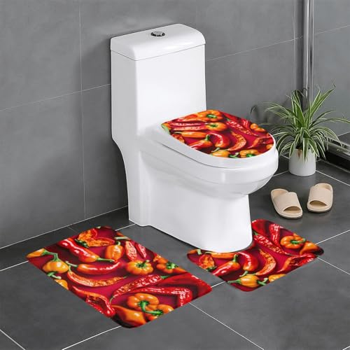 HDSKFNS Badezimmerteppich-Set mit Obst- und Gemüseaufdruck, 3-teiliges Badteppich-Set, Flanell-Matten, für U-förmige WC-Wanne, Dusche HDSKFNS Badezimmerteppich-Set mit Obst- und Gemüseaufdruck, 3-teiliges Badteppich-Set, Flanell-Matten, für U-förmige WC-Wanne, Dusche von HDSKFNS