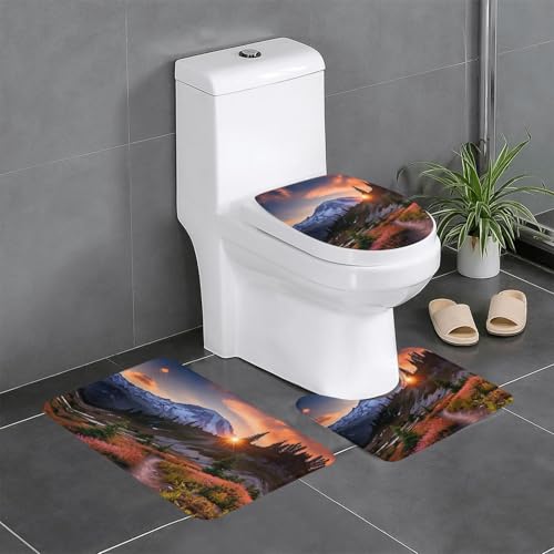 HDSKFNS Badteppich-Set, Motiv: Nationalpark-Druck, 3-teilig, Badematte, Flanell-Matten, für U-förmige WC-Wanne, Dusche HDSKFNS Badteppich-Set, Motiv: Nationalpark-Druck, 3-teilig, Badematte, Flanell-Matten, für U-förmige WC-Wanne, Dusche von HDSKFNS