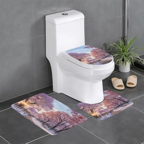 HDSKFNS Badteppich-Set, Motiv: Schnee im Park, 3-teilig, Badematte, Flanellmatten, für U-förmige WC-Wanne, Dusche HDSKFNS Badteppich-Set, Motiv: Schnee im Park, 3-teilig, Badematte, Flanellmatten, für U-förmige WC-Wanne, Dusche von HDSKFNS
