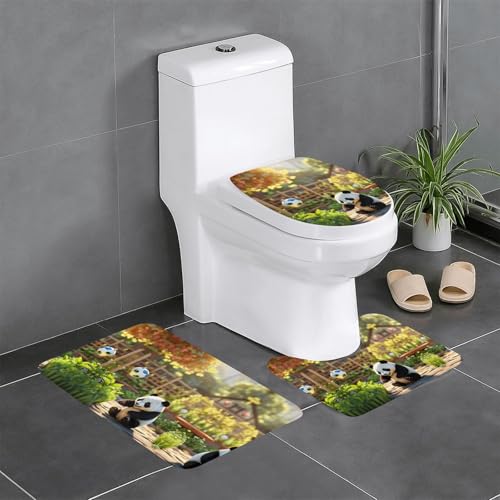 HDSKFNS Badteppich-Set, Panda-Druck, 3-teilig, Badematte, Badezimmer, Flanellmatten, für U-förmige WC, Badewanne, Dusche HDSKFNS Badteppich-Set, Panda-Druck, 3-teilig, Badematte, Badezimmer, Flanellmatten, für U-förmige WC, Badewanne, Dusche von HDSKFNS
