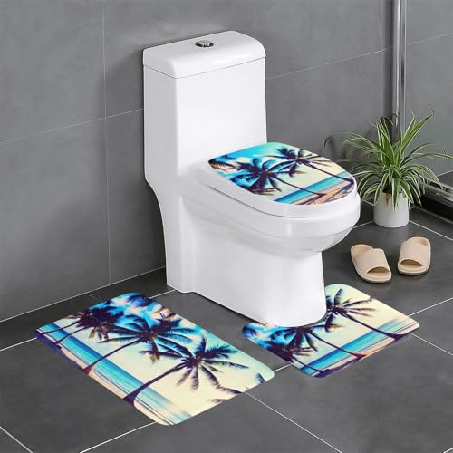 HDSKFNS Badteppich-Set, Strandpalmen, 1 Druck, 3-teilig, Badematte, Badezimmer, Flanellmatten, für U-förmige WC, Badewanne, Dusche HDSKFNS Badteppich-Set, Strandpalmen, 1 Druck, 3-teilig, Badematte, Badezimmer, Flanellmatten, für U-förmige WC, Badewanne, Dusche von HDSKFNS