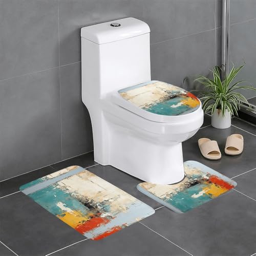 HDSKFNS Badteppich-Set, gestreift, abstrakt, bunt, bedruckt, 3-teilig, Badematte, Badezimmer, Flanellmatten, für U-förmige WC-Wanne, Dusche HDSKFNS Badteppich-Set, gestreift, abstrakt, bunt, bedruckt, 3-teilig, Badematte, Badezimmer, Flanellmatten, für U-förmige WC-Wanne, Dusche von HDSKFNS