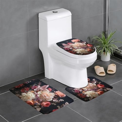 HDSKFNS Badteppich-Set, schöne Blumen, 1 Druck, 3-teilig, Badematte, Badezimmer, Flanellmatten, für U-förmige WC, Badewanne, Dusche HDSKFNS Badteppich-Set, schöne Blumen, 1 Druck, 3-teilig, Badematte, Badezimmer, Flanellmatten, für U-förmige WC, Badewanne, Dusche von HDSKFNS