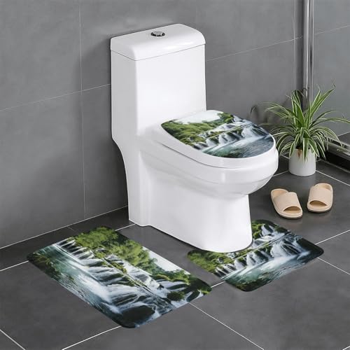 HDSKFNS Badteppich-Set, schönes Island-Muster, 3-teilig, Badematte, Flanell-Matten, für U-förmige WC-Wanne, Dusche HDSKFNS Badteppich-Set, schönes Island-Muster, 3-teilig, Badematte, Flanell-Matten, für U-förmige WC-Wanne, Dusche von HDSKFNS