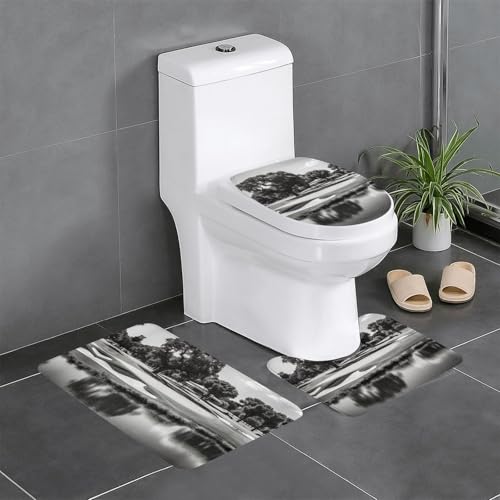 HDSKFNS Badteppich-Set, schwarz-weiß, Golfdruck, 3-teilig, Badvorleger, Badezimmer, Flanellmatten, für U-förmige WC, Badewanne, Dusche HDSKFNS Badteppich-Set, schwarz-weiß, Golfdruck, 3-teilig, Badvorleger, Badezimmer, Flanellmatten, für U-förmige WC, Badewanne, Dusche von HDSKFNS