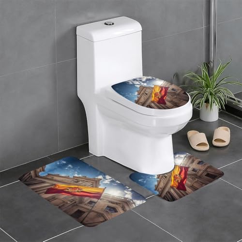 HDSKFNS Badteppich-Set mit Spanien-Flagge, 3-teiliges Badteppich-Set, Flanell-Matten, für U-förmige WC-Wanne, Dusche HDSKFNS Badteppich-Set mit Spanien-Flagge, 3-teiliges Badteppich-Set, Flanell-Matten, für U-förmige WC-Wanne, Dusche von HDSKFNS
