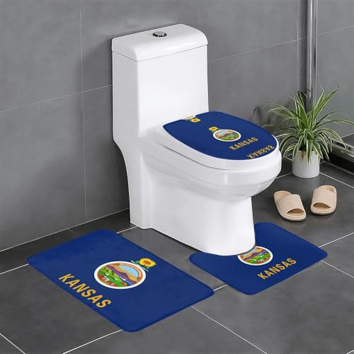 HDSKFNS Kansas Badezimmerteppich-Set, 3-teilig, Badematte, Flanellmatten, für U-förmige WC-Wanne, Dusche HDSKFNS Kansas Badezimmerteppich-Set, 3-teilig, Badematte, Flanellmatten, für U-förmige WC-Wanne, Dusche von HDSKFNS