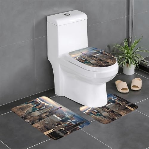 HDSKFNS New York Fashion City Print Badezimmerteppich-Set, 3-teilig, Badematte, Badezimmer, Flanellmatten, für U-förmige WC-Wanne, Dusche HDSKFNS New York Fashion City Print Badezimmerteppich-Set, 3-teilig, Badematte, Badezimmer, Flanellmatten, für U-förmige WC-Wanne, Dusche von HDSKFNS