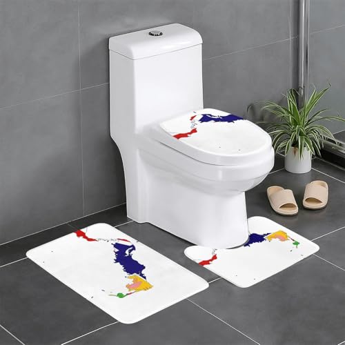 HDSKFNS Tci Badezimmerteppich-Set, 3-teilig, Badvorleger, Flanellmatten, für U-förmige WC-Wanne, Dusche von HDSKFNS