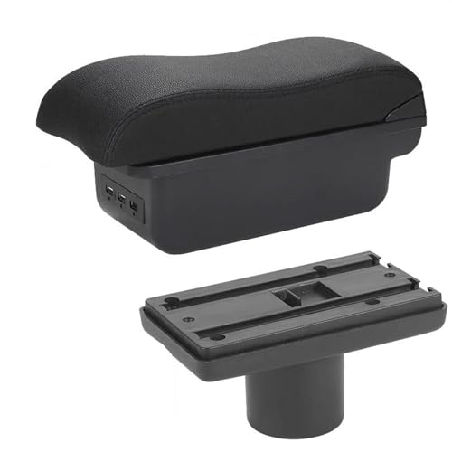 HDSNWG Aufbewahrungsbox für Auto-Innenzubehör, Mittelkonsole, multifunktionale Armlehne, Aufbewahrungsbox für Ibiza 6j 6L (B2, schwarze Linie, 3USB) von HDSNWG