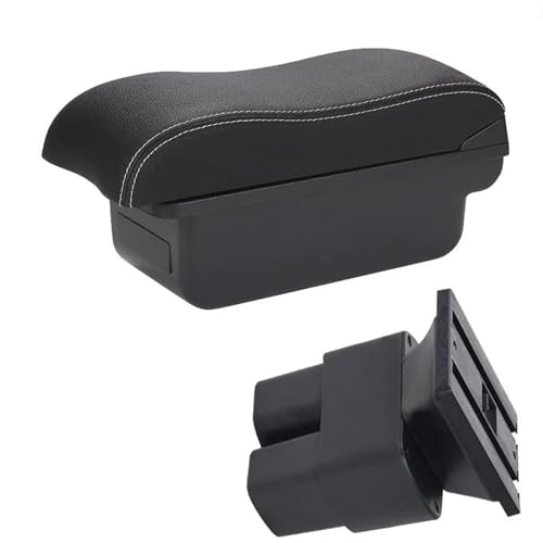 HDSNWG Aufbewahrungsbox für die Armlehne des Autos, gebogene Oberfläche, Leder, einfache Installation, für NV200 Evalia (C3, Schwarz / Weiß, kein USB) von HDSNWG