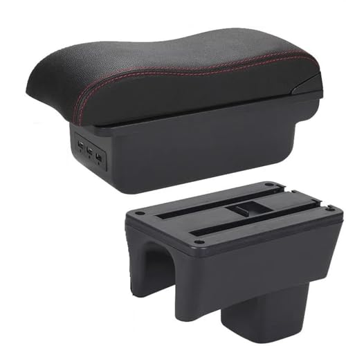 HDSNWG Auto Armlehne Spezial Armlehne Box Aufbewahrungsbox Modifikationsteile für Swift 2005-2023(B1 Schwarz Rot 3USB) von HDSNWG