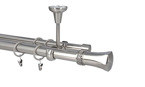 HDTL Gardinenstange Vorhangstange 25/19mm 2-läufig Deckenmontage Edelstahl Optik 360 cm Echo HDTL Gardinenstange Vorhangstange 25/19mm 2-läufig Deckenmontage Edelstahl Optik 360 cm Echo von HDTL