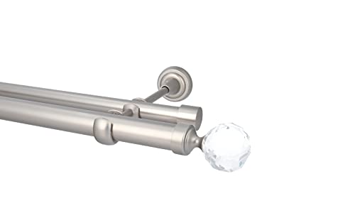 HDTL Gardinenstange Vorhangstange 25/19mm 2-läufig Wandmontage Satin Matt 200 cm Pelagia von HDTL