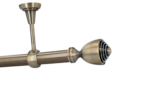 HDTL Gardinenstange Vorhangstange 25mm 1-läufig Deckenmontage Messing Antik 240 cm Aura von HDTL