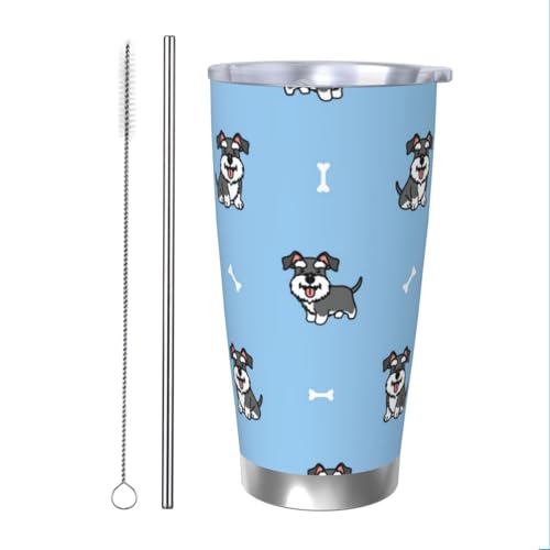 HDTVTV Niedlicher Hund mit Schnauzer-Tiermuster Isolierte Wasserflasche 20 Unzen Edelstahlbecher Vakuumbecher Wasserflasche von HDTVTV