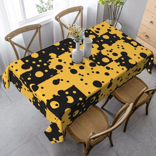 Schwarz-gelbes abstraktes Muster, Tischdecke, wasserdichte, staubdichte und knitterfreie Tischtuch - 90 x 140 cm von HDTVTV