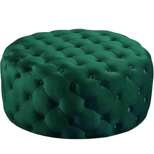 HDUMXNS Luxuriöse Comfy Plüsch Fußstütze Hocker,Kleine Mordern Couchtisch,Runde Tufted Samt Ottoman,Ende der Bett-Bank, für Zimmer-Schlafzimmer(Green) von HDUMXNS