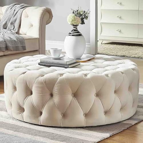 HDUMXNS Luxuriöse Comfy Plüsch Fußstütze Hocker,Kleine Mordern Couchtisch,Runde Tufted Samt Ottoman,Ende der Bett-Bank, für Zimmer-Schlafzimmer(Purple) von HDUMXNS