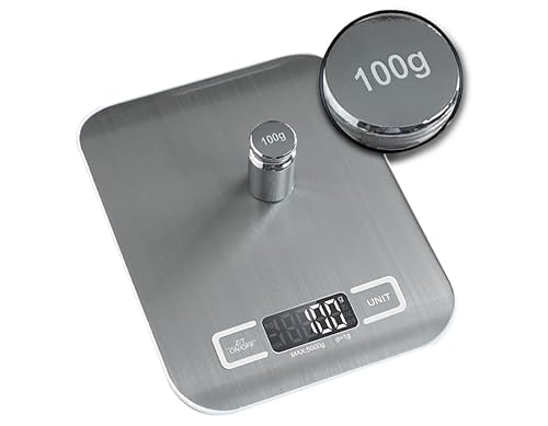 Digitale Küchenwaage 5 kg, tragbare Mini-Küchenwaage, batteriebetriebene elektronische Küchenwaage mit Hintergrundbeleuchtung, Multifunktionswaage für Zuhause HDWR wagPRO-K5 von HDWR