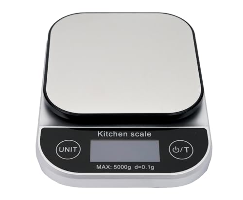 Küchenwaage bis 5kg, Elektronische Lebensmittelwaage, batteriebetrieben, digitale Küchenwaage mit hintergrundbeleuchtetem LCD-Display, Multifunktionswaage für Zuhause HDWR wagPRO-K5B von HDWR
