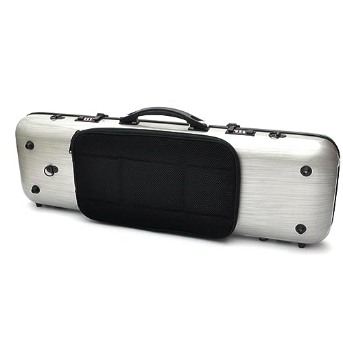 HDYNUZ Leichter Geigenkoffer, 4/4-Karbonfaserkoffer, Hartschale mit Notentaschen-Rückengurt (Color : Silver) von HDYNUZ