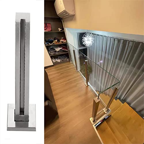 Glas Geländerpfosten Glashalter Edelstahl Indoor-Plattform Glasgeländer-System Silber, Quadratische Balustrade Glasscheiben-Klemmclips für 10/12 Mm Dicke Platten, Rostfreier Stahl Zaunpfosten Aus Glas von HDYZJQ