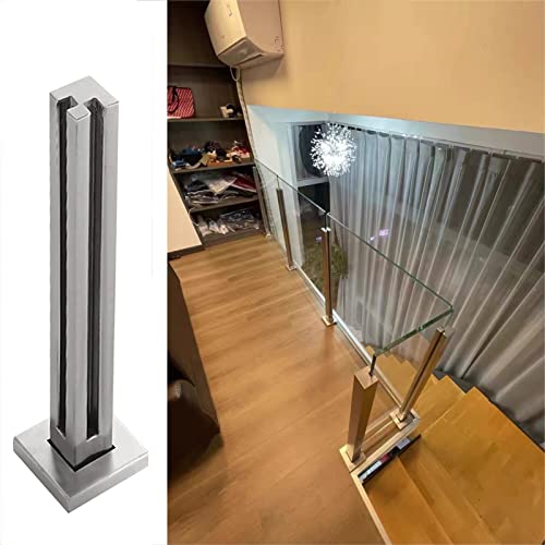 Glas Geländerpfosten Glashalter Edelstahl Indoor-Plattform Glasgeländer-System Silber, Quadratische Balustrade Glasscheiben-Klemmclips für 10/12 Mm Dicke Platten, Rostfreier Stahl Zaunpfosten Aus Glas von HDYZJQ