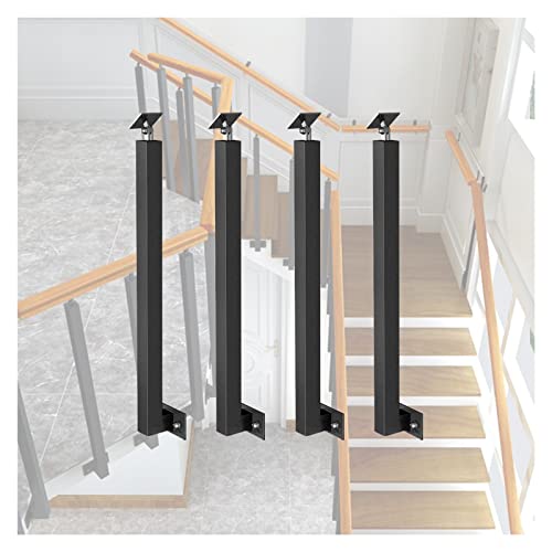 HDYZJQ Glas Geländerpfosten Glashalter Edelstahl Schwarz Treppe Geländer für Innenflurzaun, Pfosten zur Seitenmontage, Metall Eisen Treppe Baluster für Loft Garagentreppe/Balkon Terrasse von HDYZJQ