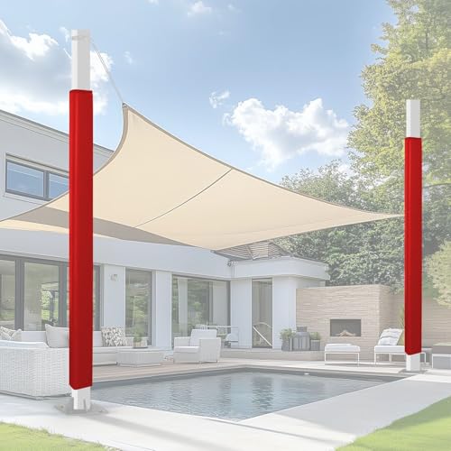 HDYZJQ 2er-Pack Outdoor-Polsterung Für Sonnensegel, Hofdeck-Gehäuse, Robustes Crash-Post-Schutzpolster, Allwetter-Aufprallkissen Für Basketballkorbstangen(Red,10x10cm) von HDYZJQ
