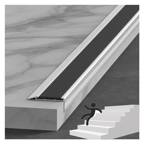 Treppenkantenprofil Antirutsch Treppe 5/10/15/20-Pack-Set aus schwarzen Metall-Treppenkanten, geriffelten Treppenkanten-Übergangsstreifen, rutschfest für den Außenbereich, Marmor-/Fliesen-Treppenkante von HDYZJQ