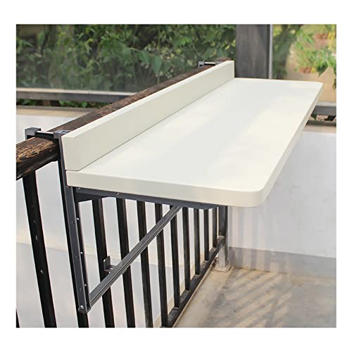 Balkontisch Klappbar, Balkongeländer Wetterfest, Outdoor Tisch, 5-fach verstellbare Tischplattenhöhe, Balkon Möbel, für Balkon, Garten (Color : White, Size : 80 * 40cm) von HDZNDH