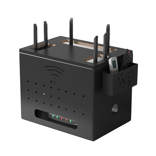 HDZNDH WiFi Storage Box Router Schrank, WLAN-Router-Aufbewahrungsschrank Aus Stahl Mit Holzdeckel, Steckdosenleiste & Kabelmanagement, Büro-Organizer Regal, Standregal Für Router Und Modem HDZNDH WiFi Storage Box Router Schrank, WLAN-Router-Aufbewahrungsschrank Aus Stahl Mit Holzdeckel, Steckdosenleiste & Kabelmanagement, Büro-Organizer Regal, Standregal Für Router Und Modem von HDZNDH