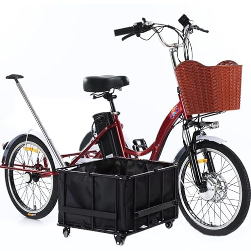 20-Inch 3 Wheel Electric Tricycle Cargo Bike for Adult (7 Speed), 3 Riding Modes, with Pull Basket/Passenger Seat, Horn + Led Headlight, for Daily Riding, Shopping & Home Carrying Goods,B von HDaspijh