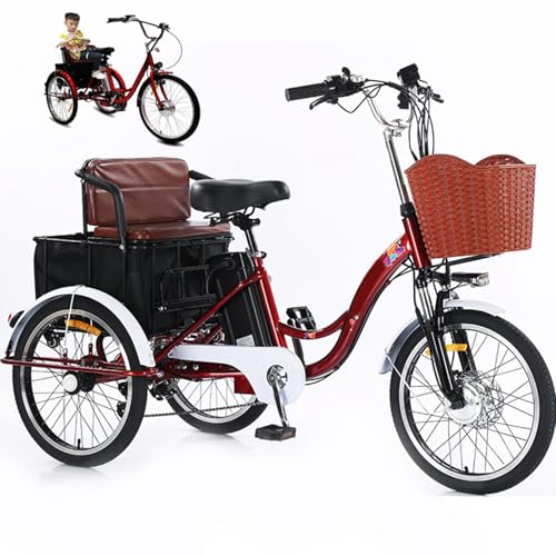 20-Inch 3 Wheel Electric Tricycle Cargo Bike for Adult (7 Speed), 3 Riding Modes, with Pull Basket/Passenger Seat, Horn + Led Headlight, for Daily Riding, Shopping & Home Carrying Goods,C von HDaspijh